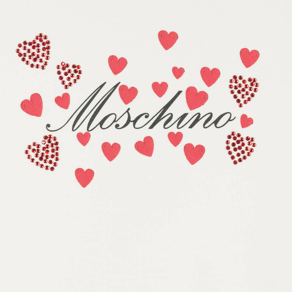 Moschino Kid-Teen-Girls Ivory & Red Diamanté Dress  | Childrensalon Outlet