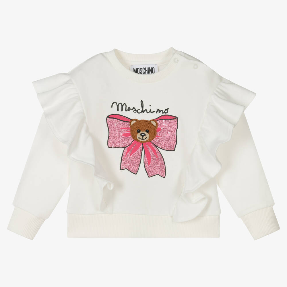 Moschino Baby-Girls Ivory Ruffle Sweatshirt | Childrensalon Outlet