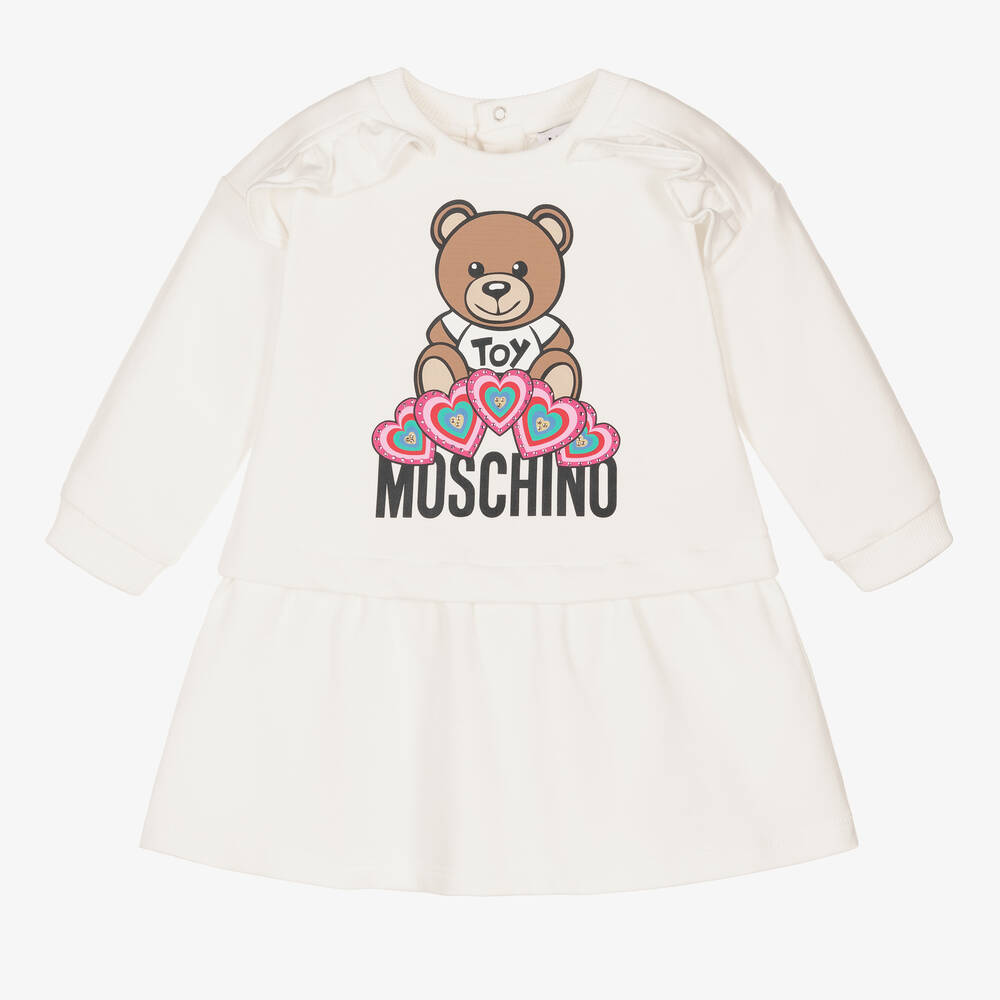 Moschino Baby - Girls Ivory Teddy Bear Dress | Childrensalon