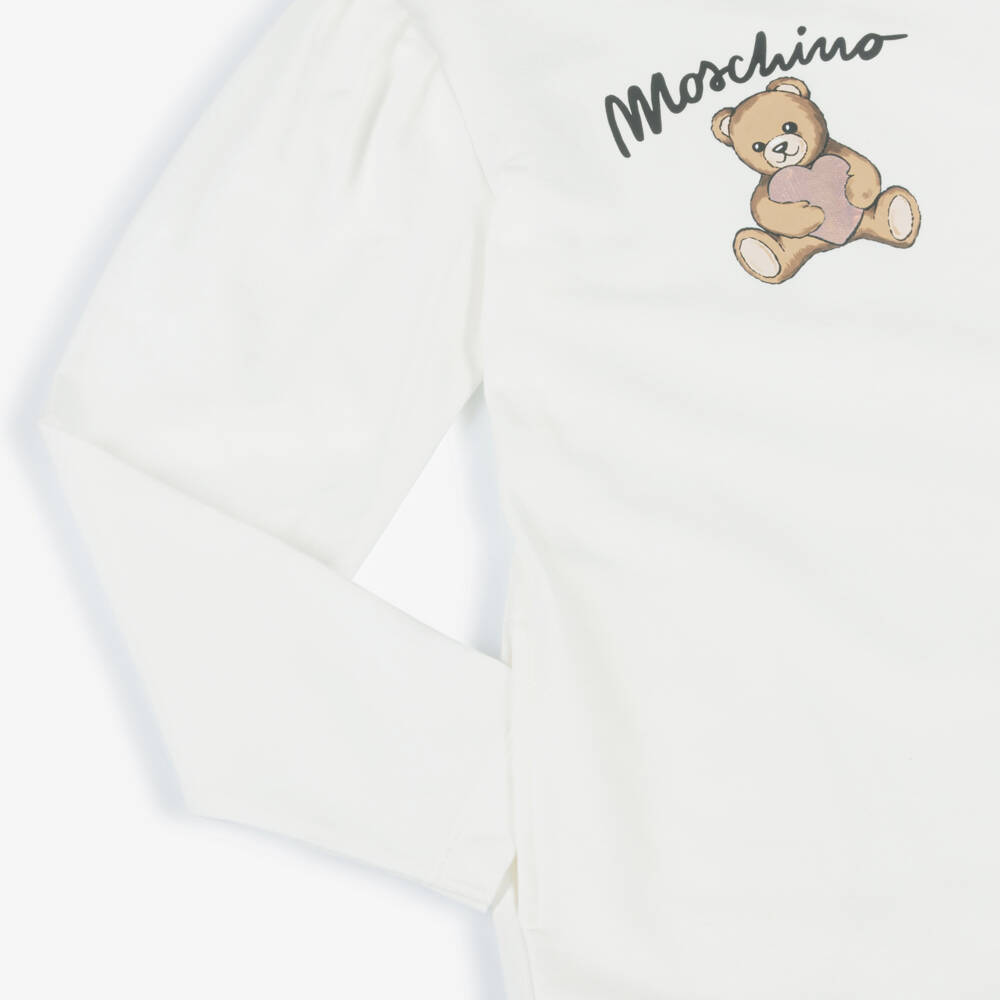 Moschino-فستان عاجي للبنات بتصميم دب تيدي | Childrensalon Outlet