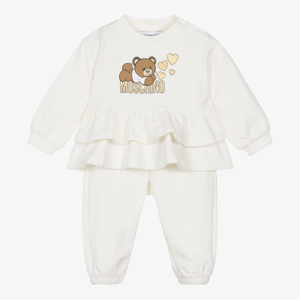 Moschino Baby-Girls Ivory Teddy Bear Set | Childrensalon Outlet