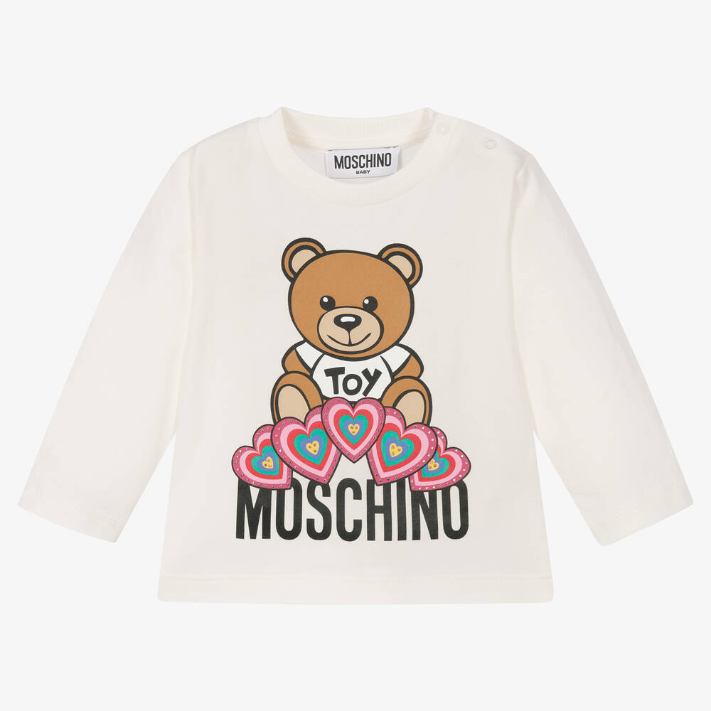 Moschino Baby - توب أطفال بناتي قطن جيرسي لون عاجي | Childrensalon
