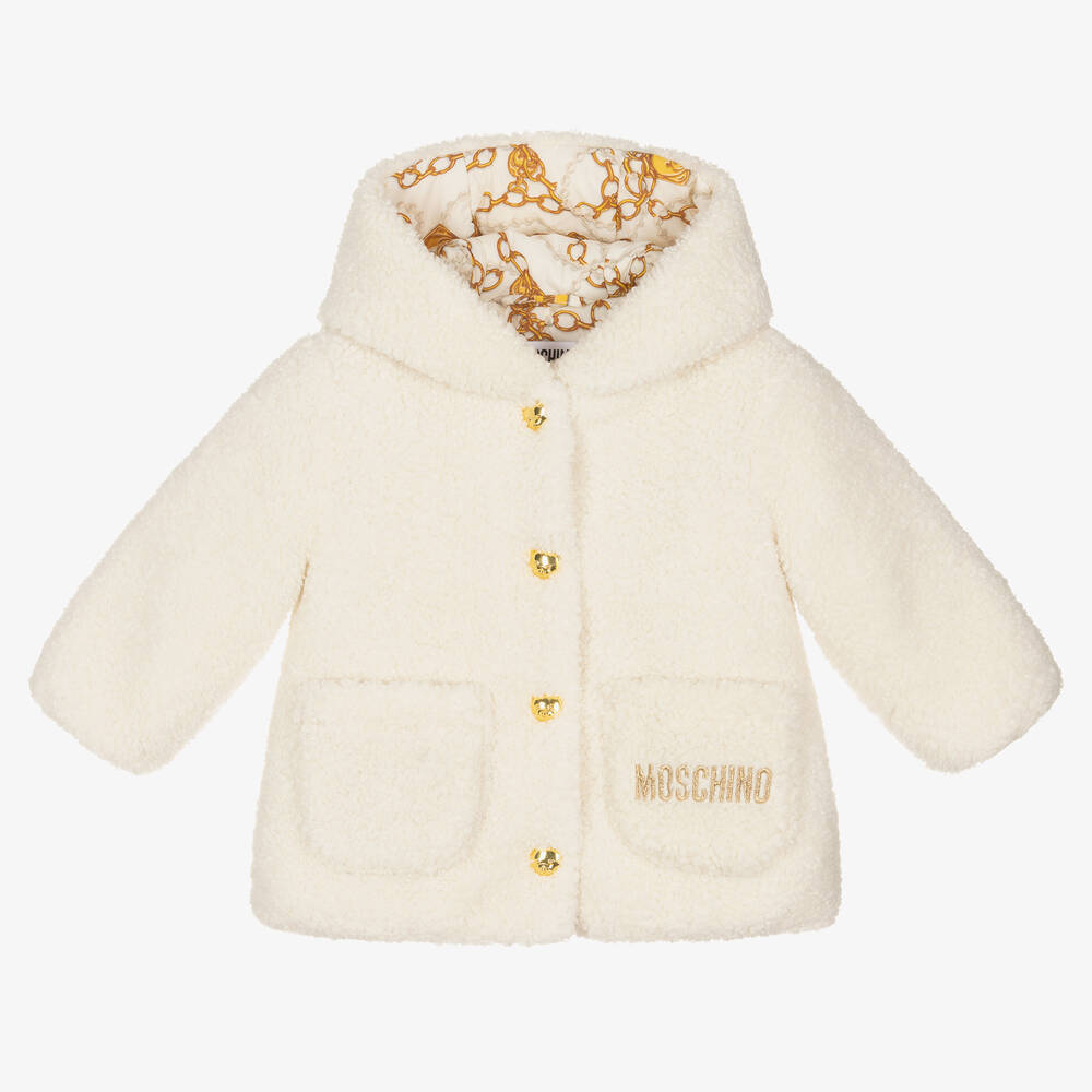 Moschino Baby - معطف فليس أطفال بناتي لون عاجي | Childrensalon