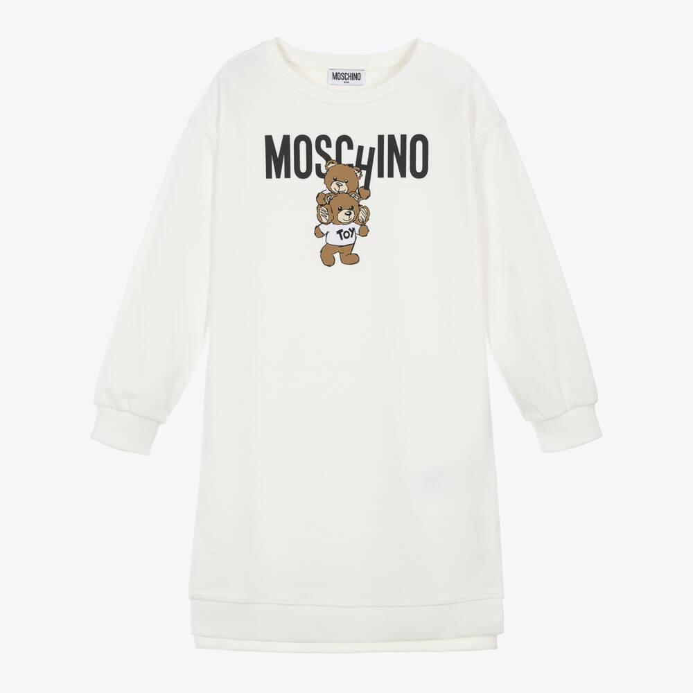 Moschino Kid-Teen-Girls Ivory Teddy Logo Dress | Childrensalon Outlet