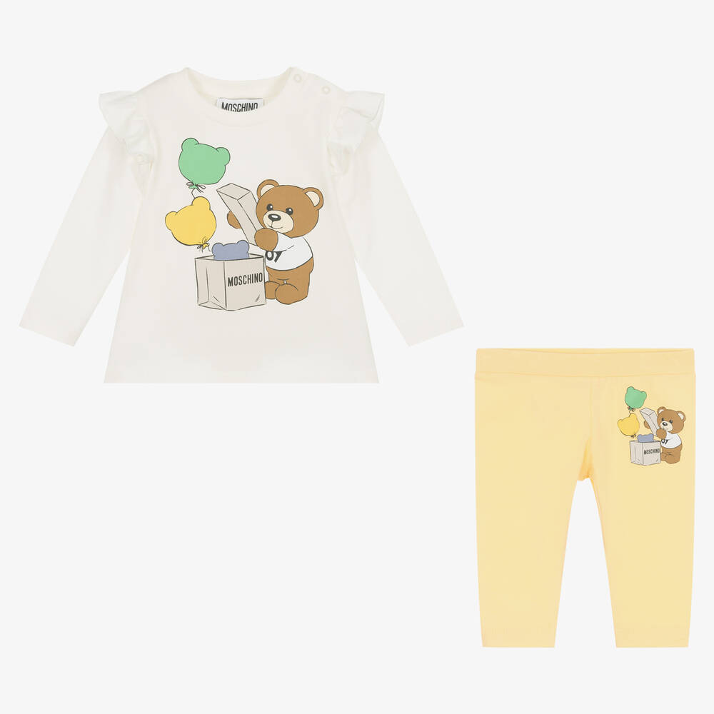 Moschino Baby-Girls Ivory & Yellow Cotton Leggings Set | Childrensalon Outlet