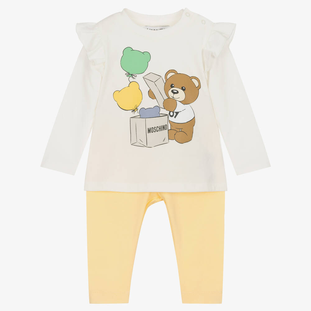 Moschino Baby - Baumwollleggings-Set Elfenbein/Gelb | Childrensalon