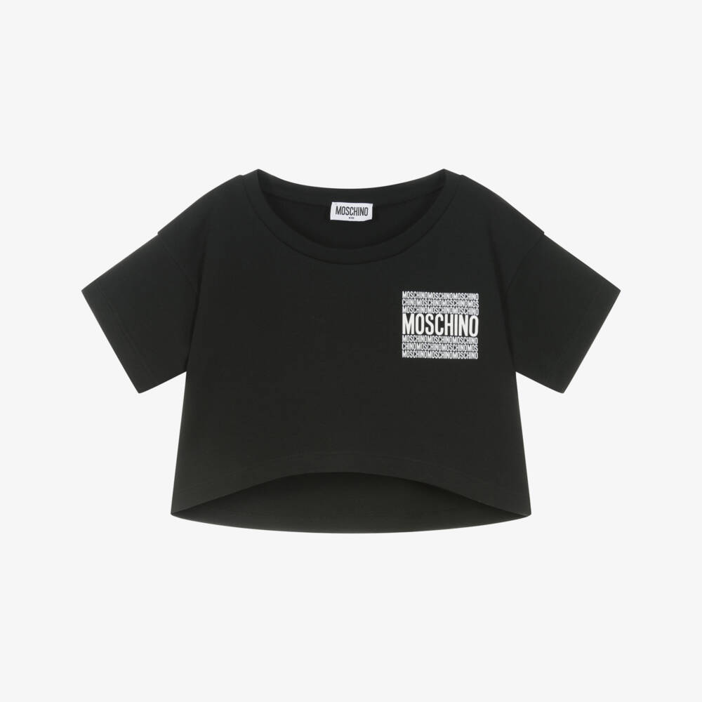 Moschino-Girls Luxe Black Cotton Tee | Childrensalon Outlet