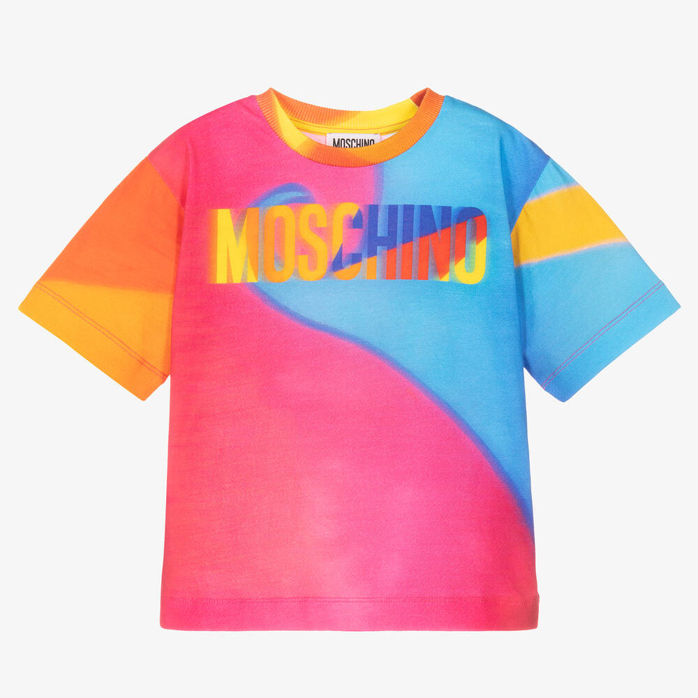 Moschino Kid-Teen - تيشيرت قطن جيرسي بطبعة ملونة للبنات | Childrensalon