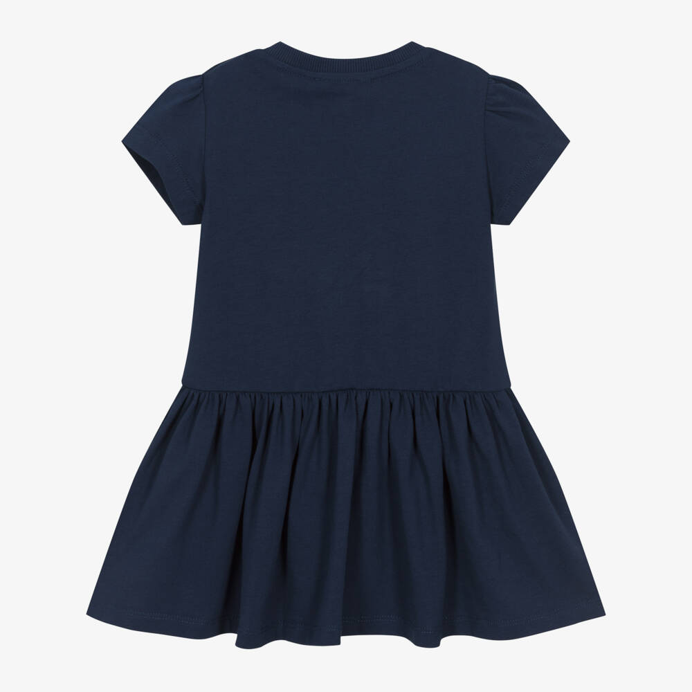 Moschino-Girls Navy Blue Cotton Jersey Dress | Childrensalon Outlet