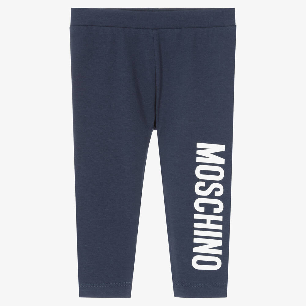 Moschino Baby - Girls Navy Blue Logo Leggings | Childrensalon