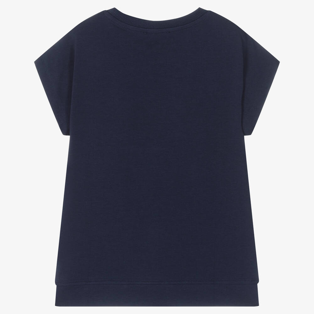 Moschino Kid-Teen-تيشيرت قطن جيرسي لون كحلي للبنات | Childrensalon Outlet