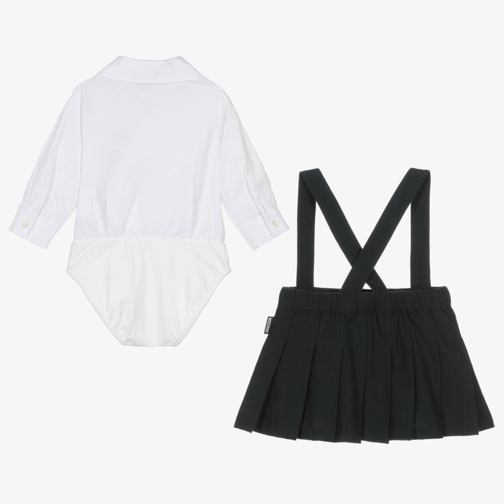 Moschino Baby-Girls Navy Pleated Skirt Ensemble | Childrensalon Outlet