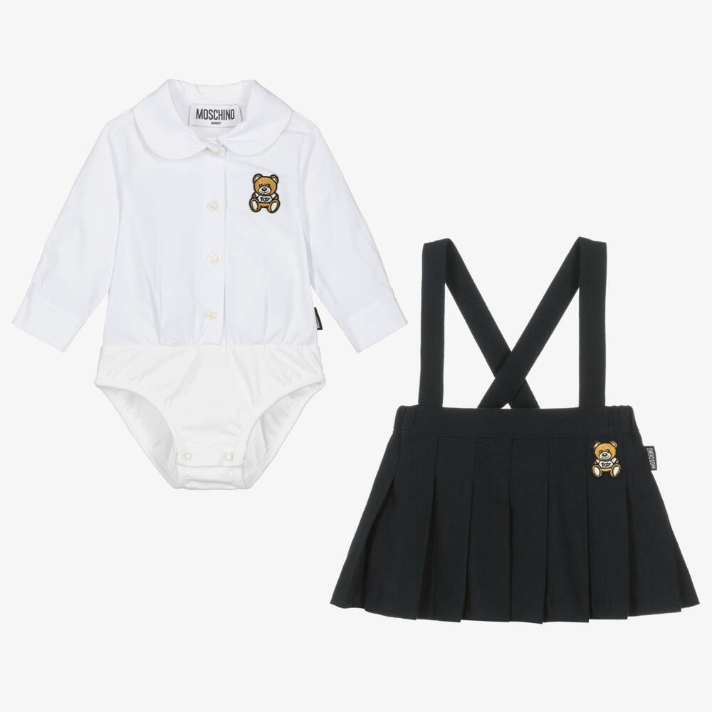 Moschino Baby-Girls Navy Pleated Skirt Ensemble | Childrensalon Outlet