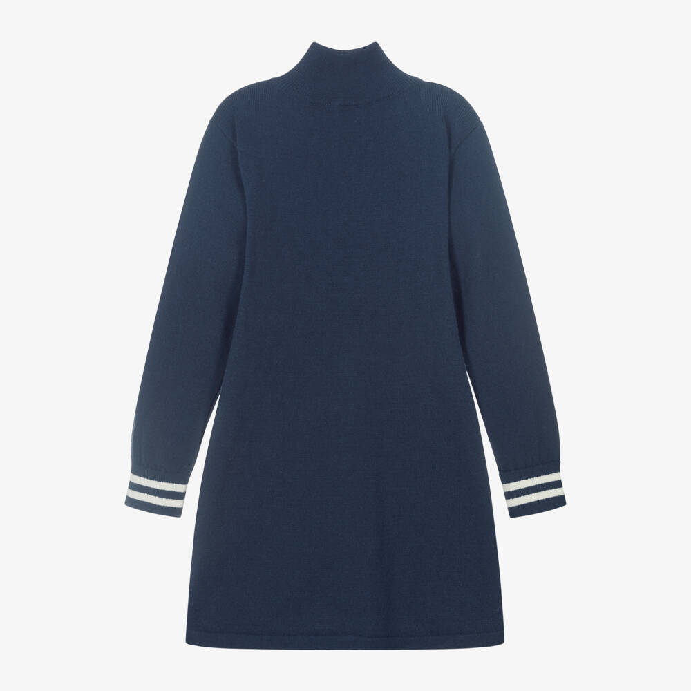 Moschino Кид-Тин-Синее платье-свитер с высоким воротом для девочек | Childrensalon Outlet