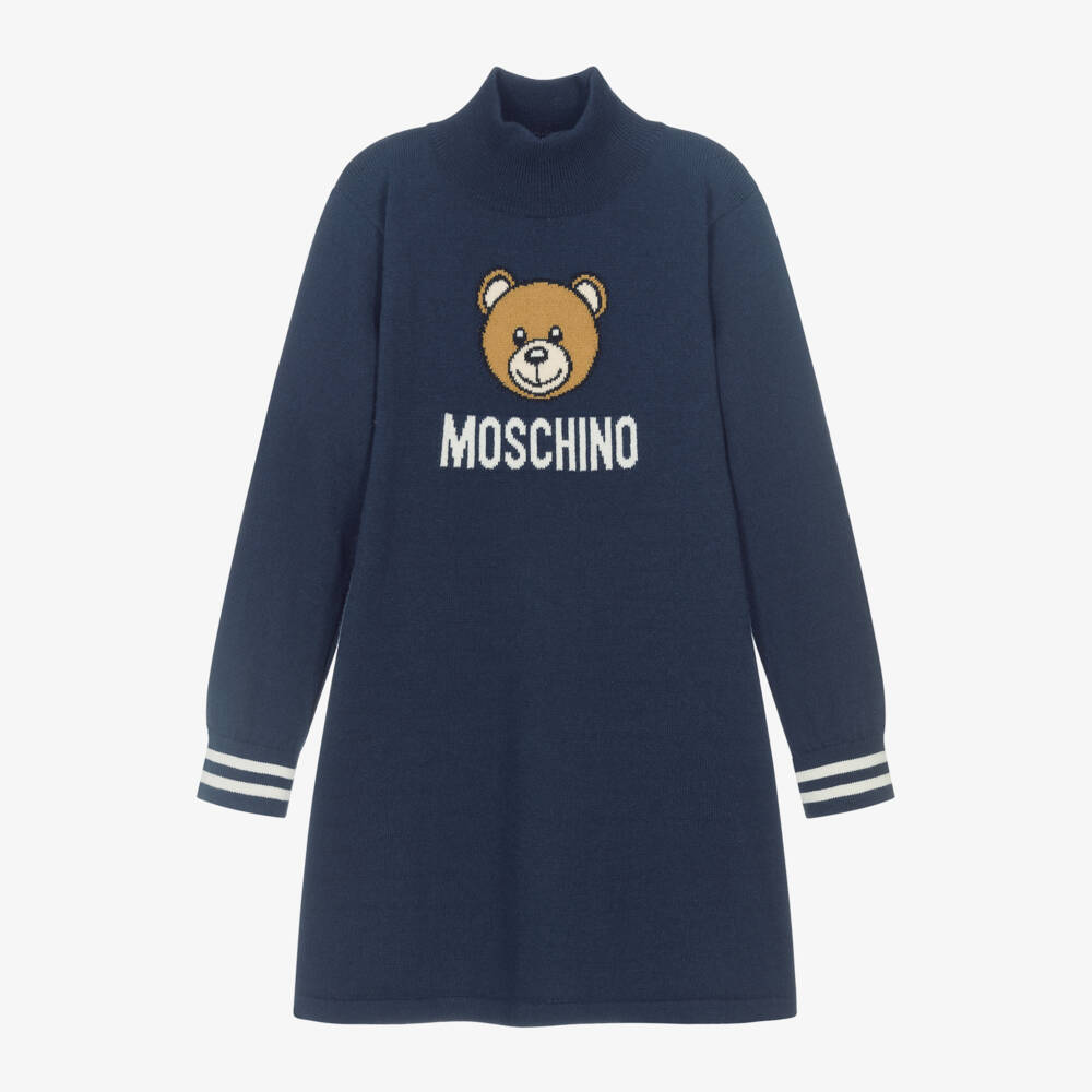 Moschino Kid-Teen-Girls Navy Turtleneck Knit Dress | Childrensalon Outlet