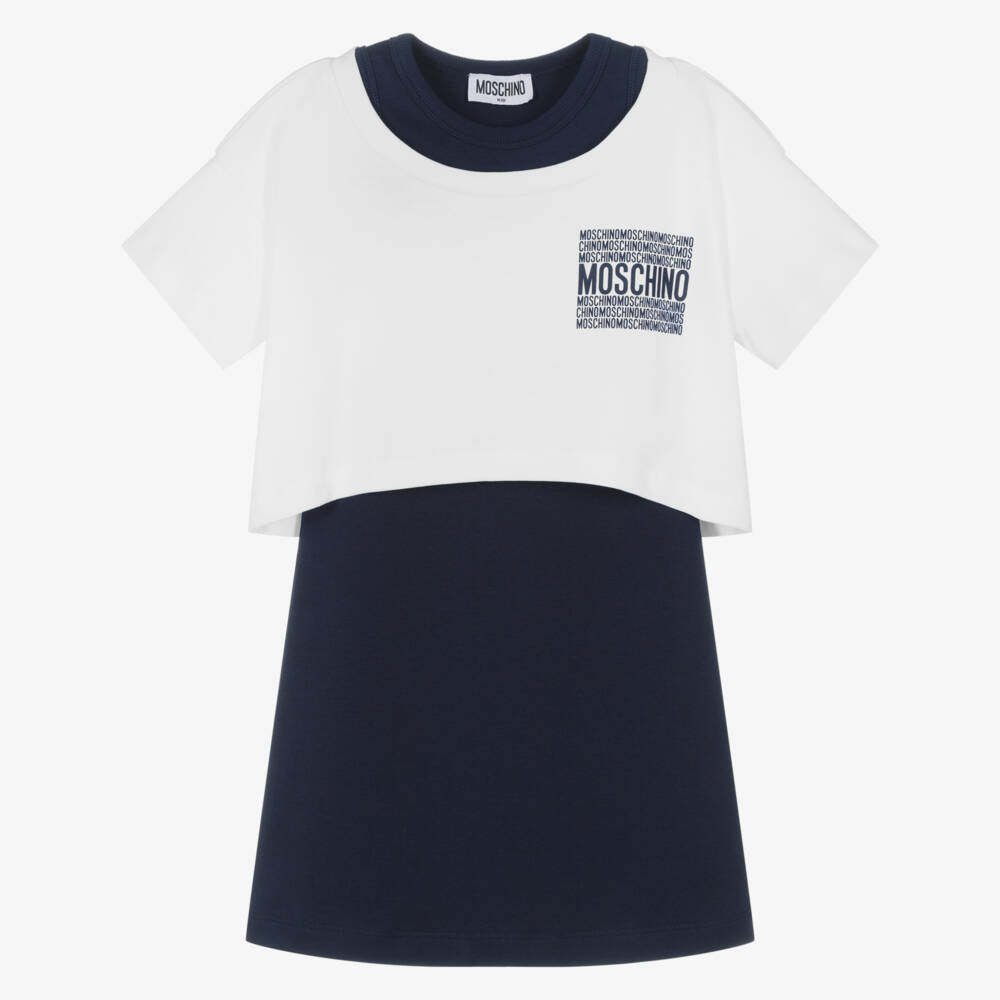 Moschino-Синий и белый джерси ансамбль для девочек | Childrensalon Outlet