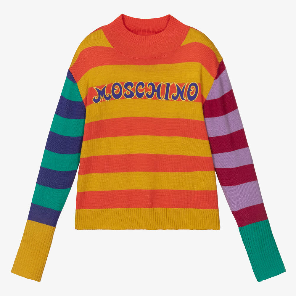 Moschino Kid-Teen - Girls Orange & Yellow Knitted Sweater | Childrensalon