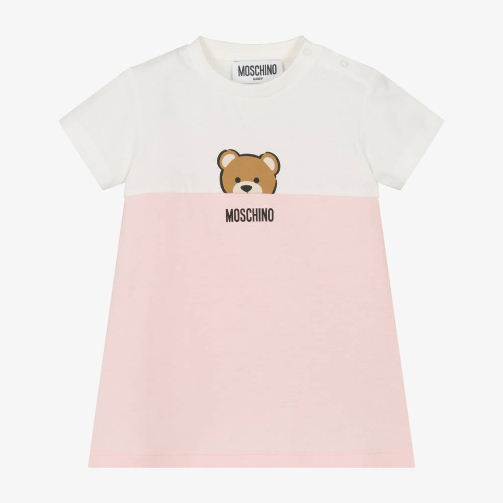 Moschino-فستان بناتي وردي من القطن العضوي | Childrensalon Outlet