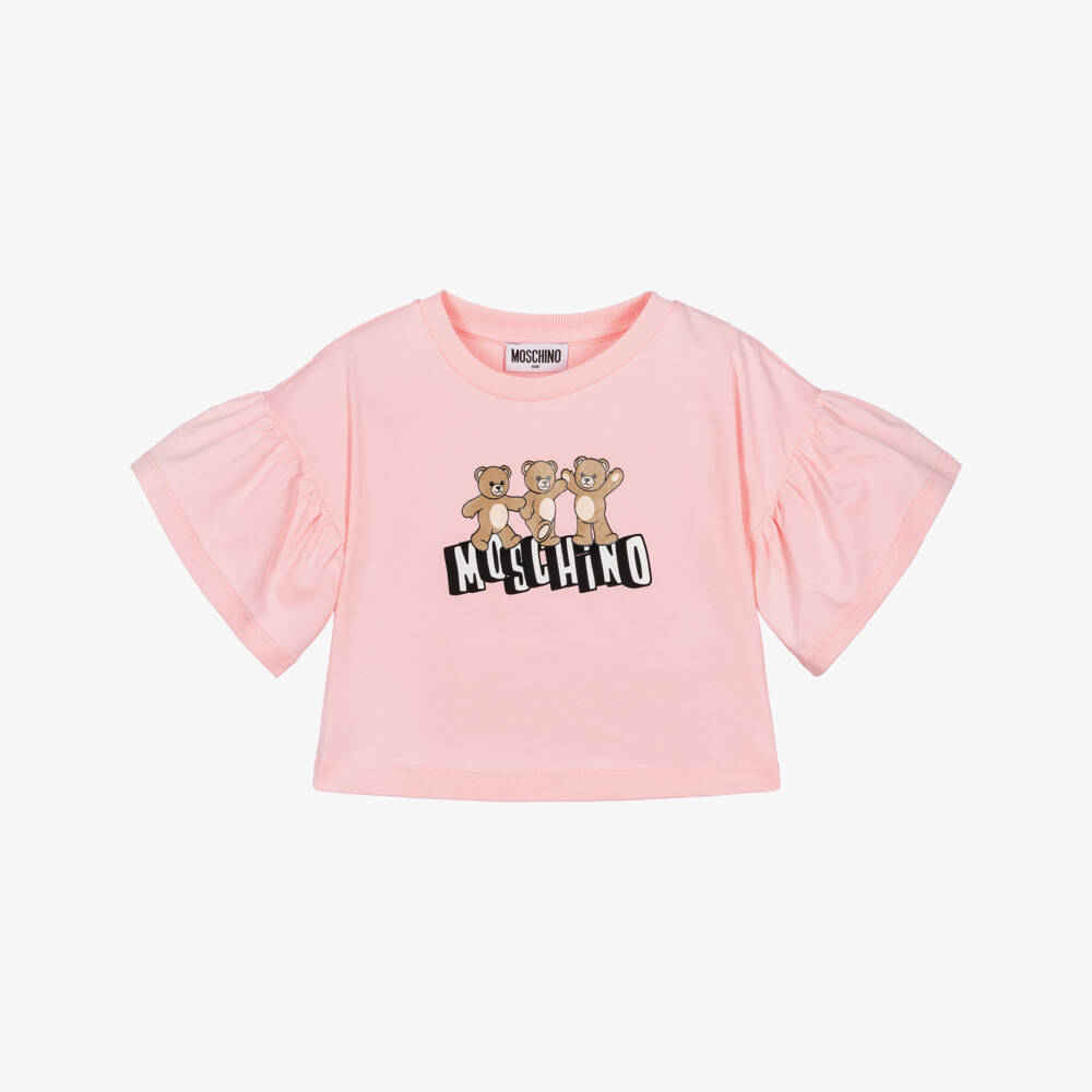 Moschino-Girls Pink Bear Graphic T-Shirt | Childrensalon Outlet