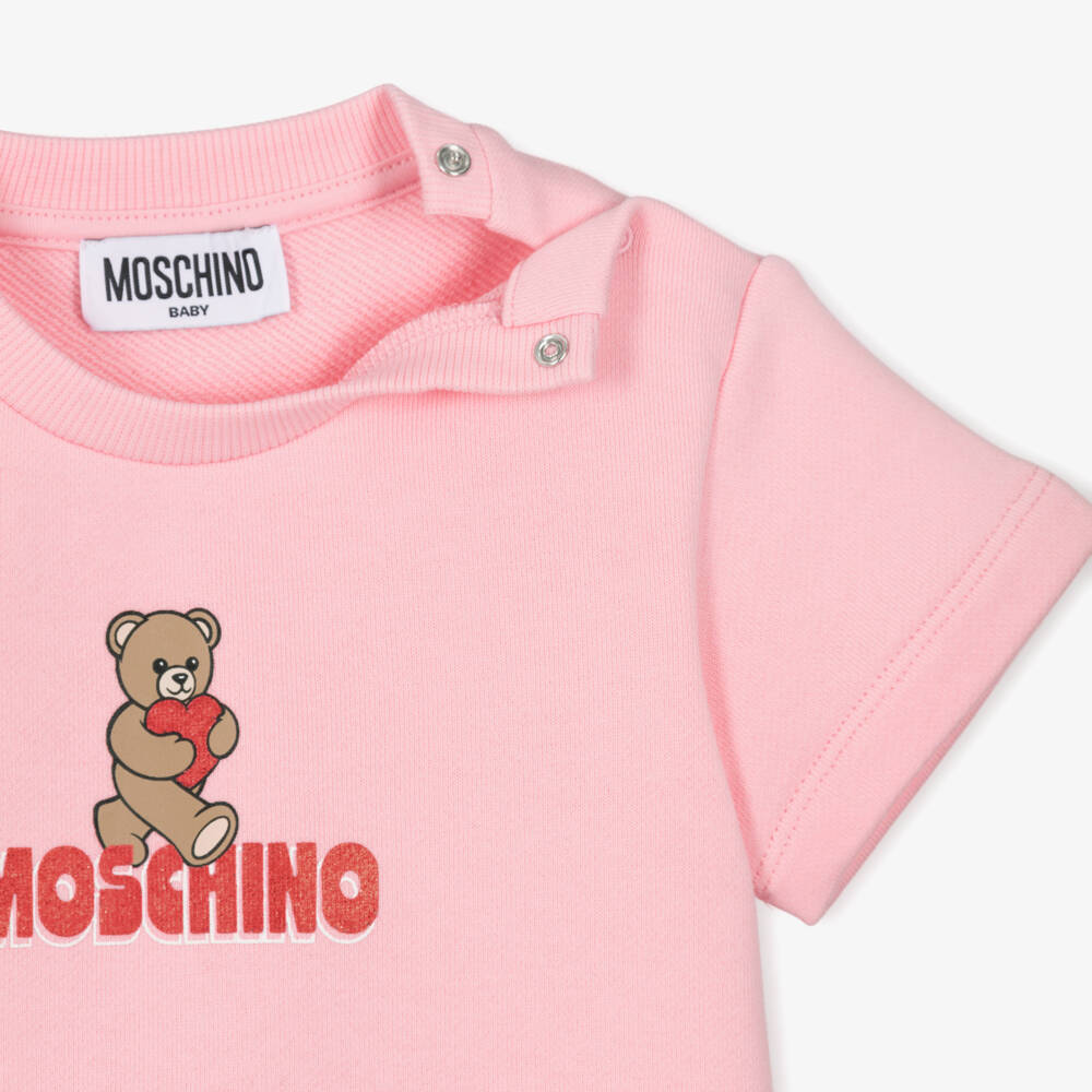 Moschino-Girls Pink Bear Motif Frock | Childrensalon Outlet
