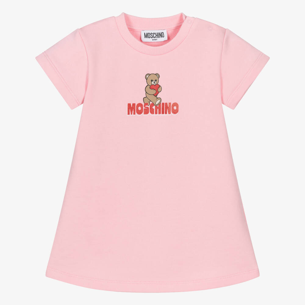 Moschino-Girls Pink Bear Motif Frock | Childrensalon Outlet