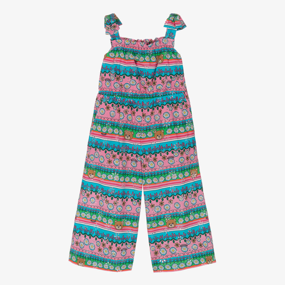 Moschino Kid-Teen - Baumwoll-Jumpsuit in Rosa und Blau | Childrensalon