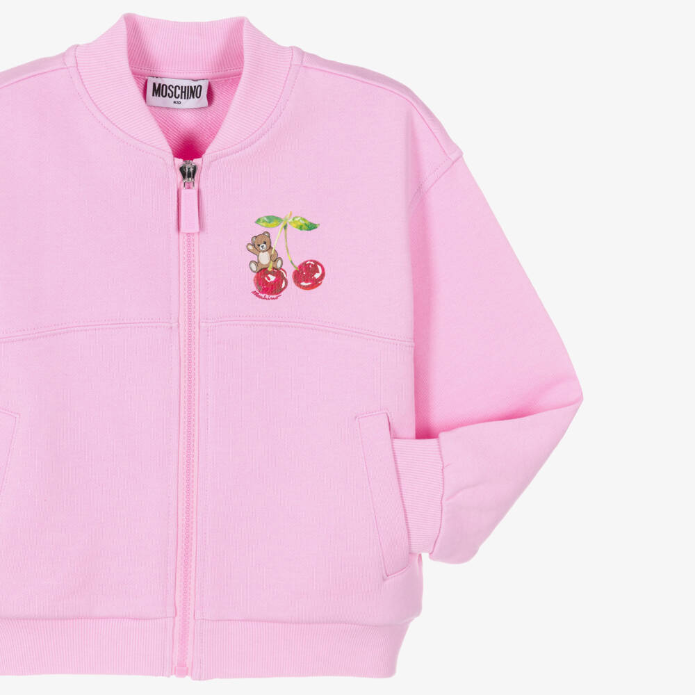 Moschino-Girls Pink Cherry Tracksuit Set | Childrensalon Outlet