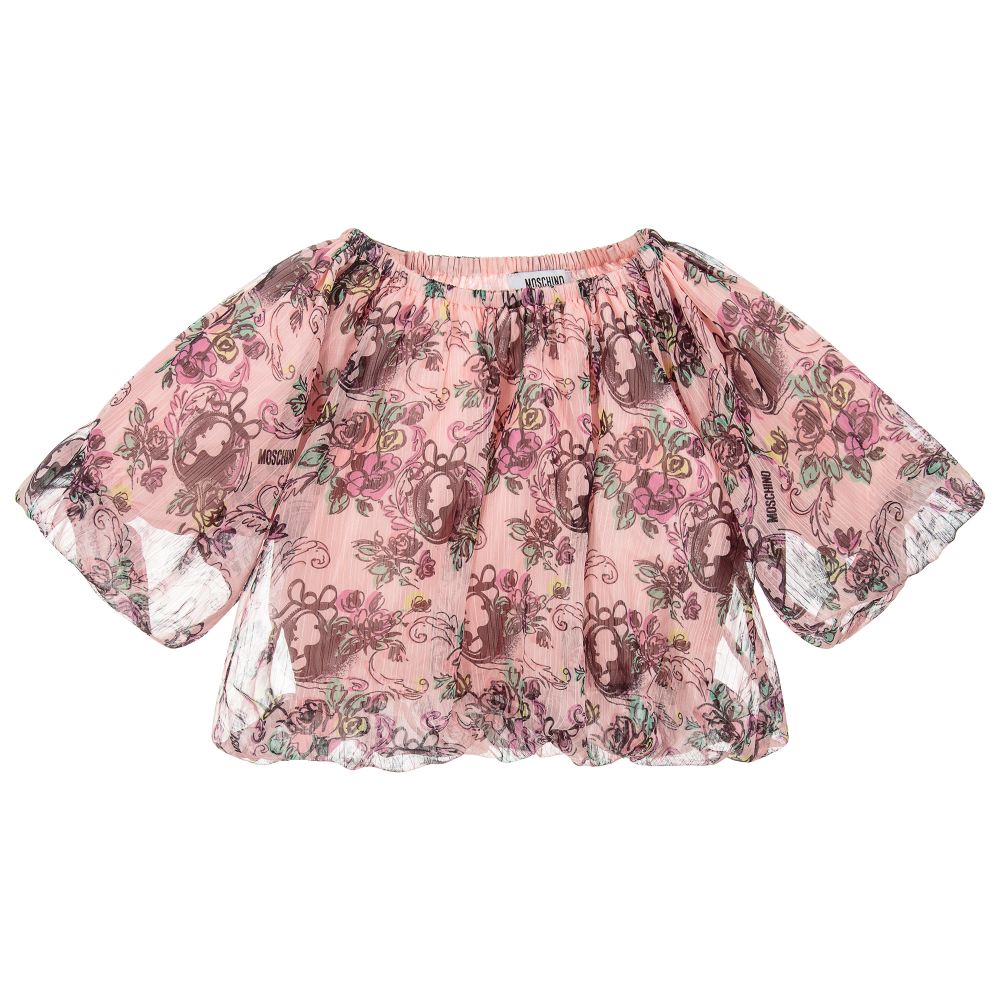 Moschino Kid-Teen-Girls Pink Chiffon Top | Childrensalon Outlet
