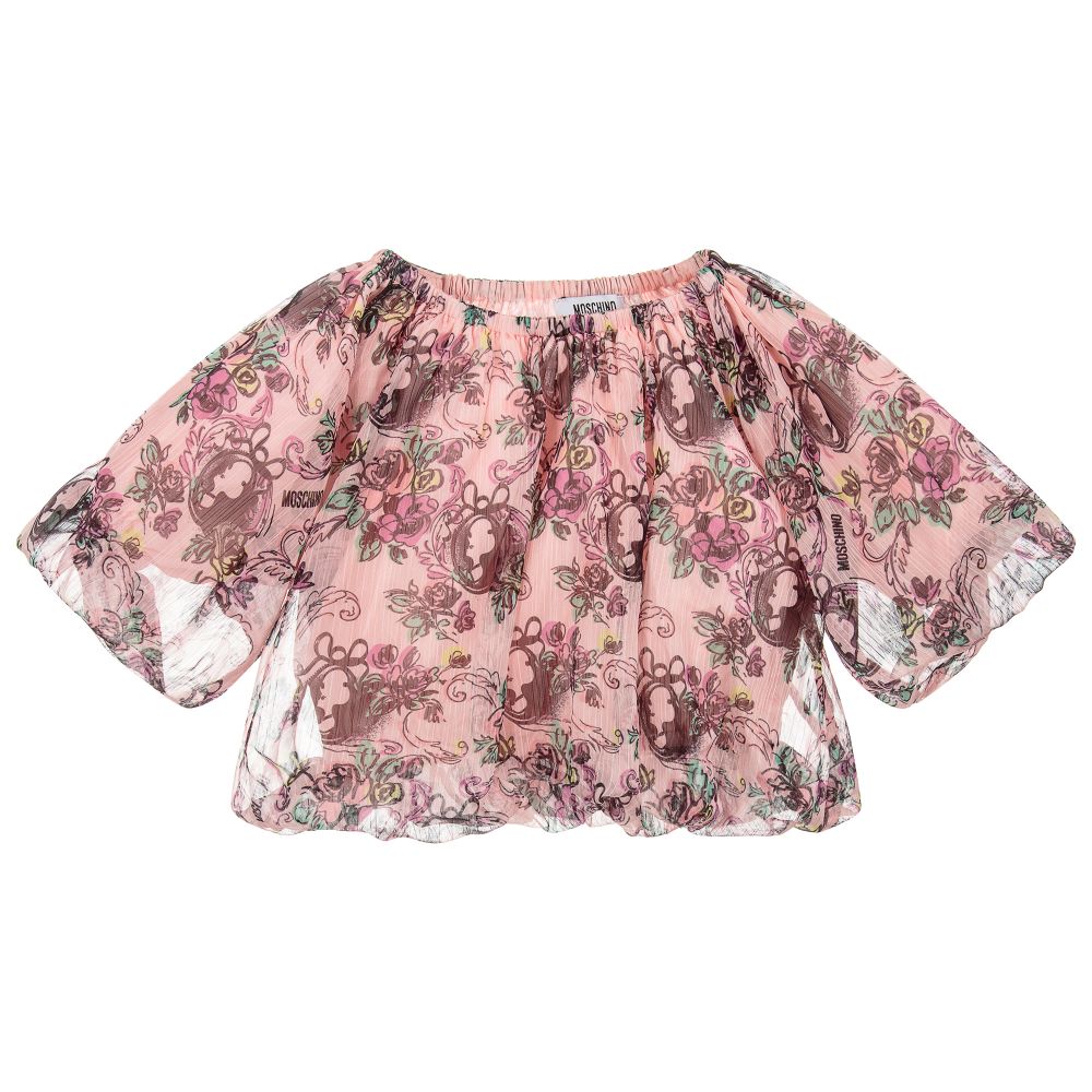 Moschino Kid-Teen - Girls Pink Chiffon Top | Childrensalon