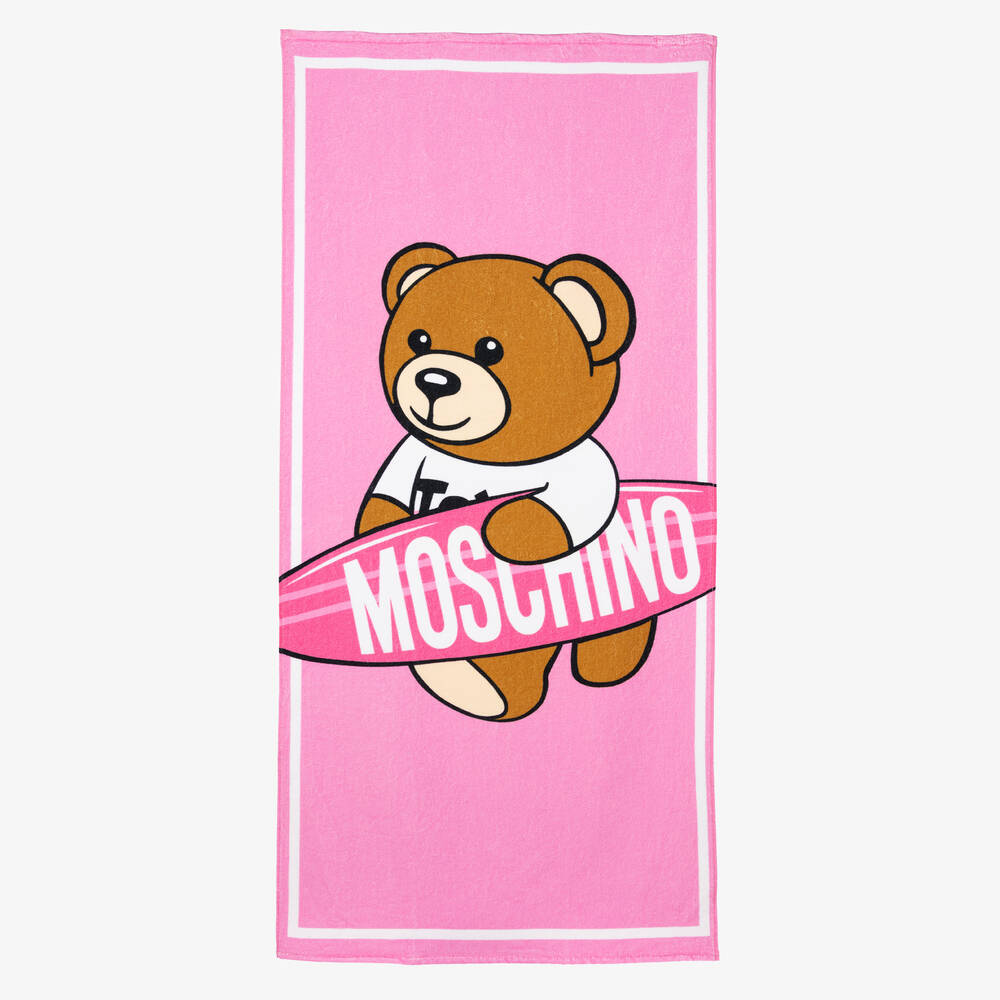 Moschino Kid-Teen-Girls Pink Cotton Beach Towel (140cm) | Childrensalon Outlet