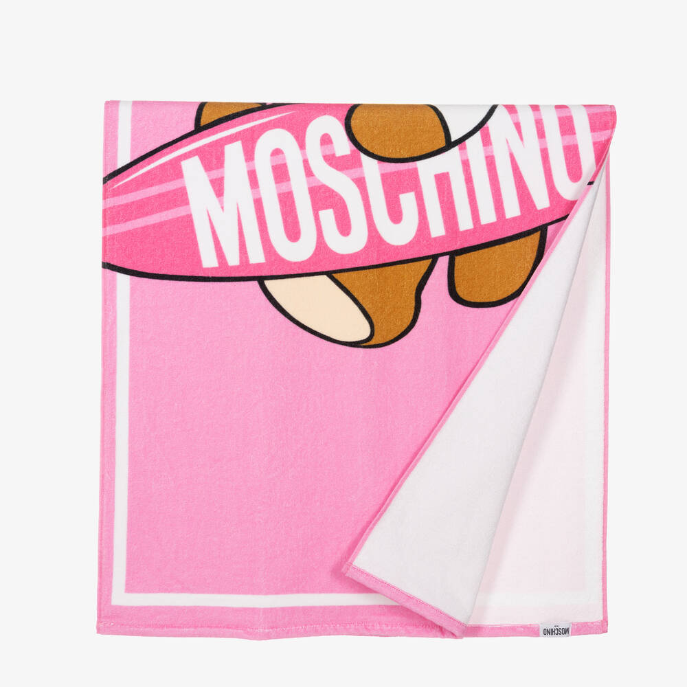 Moschino Kid-Teen-Girls Pink Cotton Beach Towel (140cm) | Childrensalon Outlet