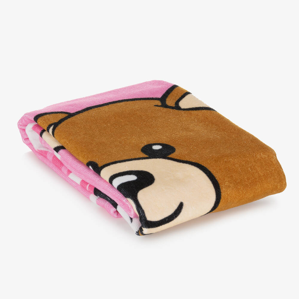 Moschino Kid-Teen-Girls Pink Cotton Beach Towel (140cm) | Childrensalon Outlet