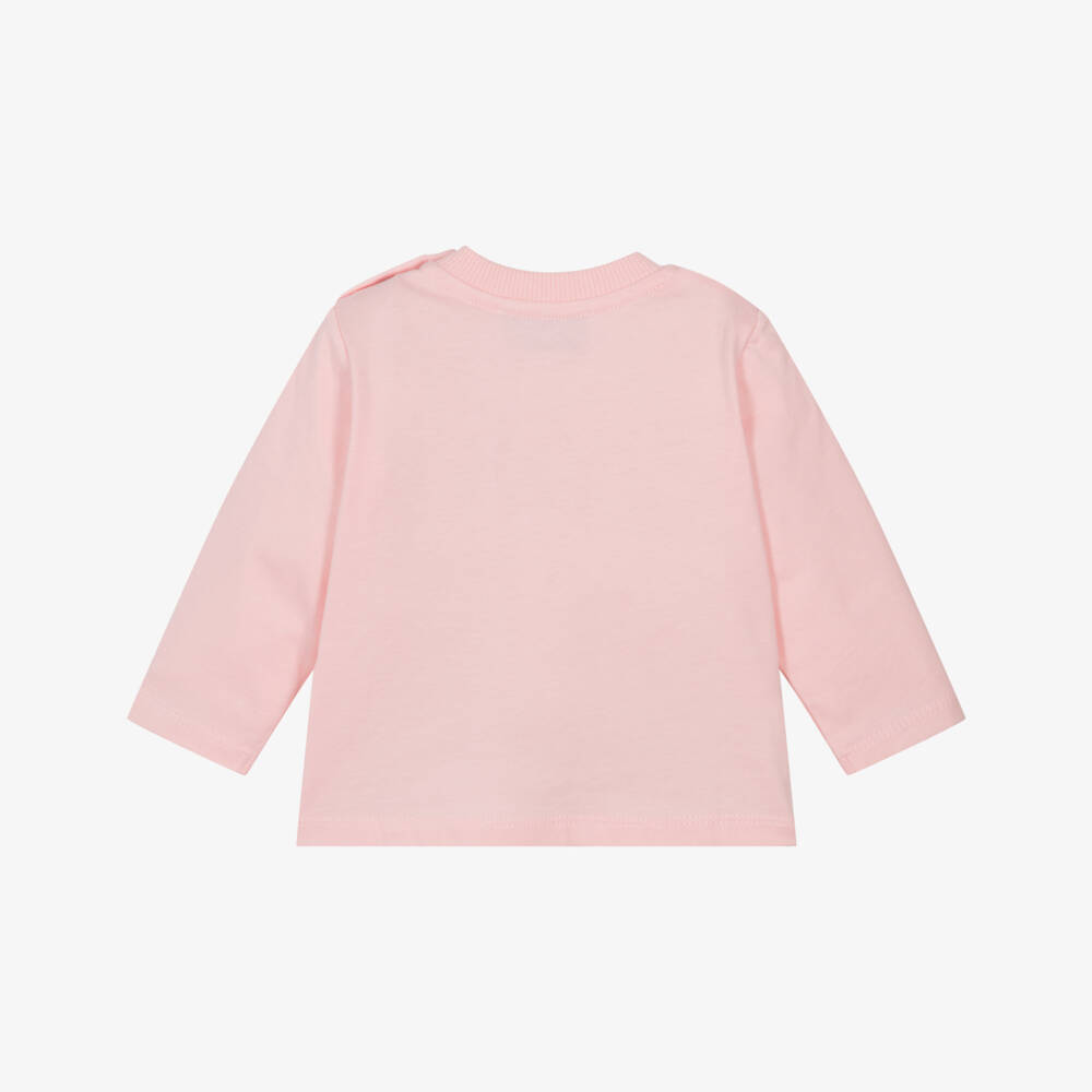 Moschino-Розовый хлопковый топ с медведем и оленем для девочек | Childrensalon Outlet