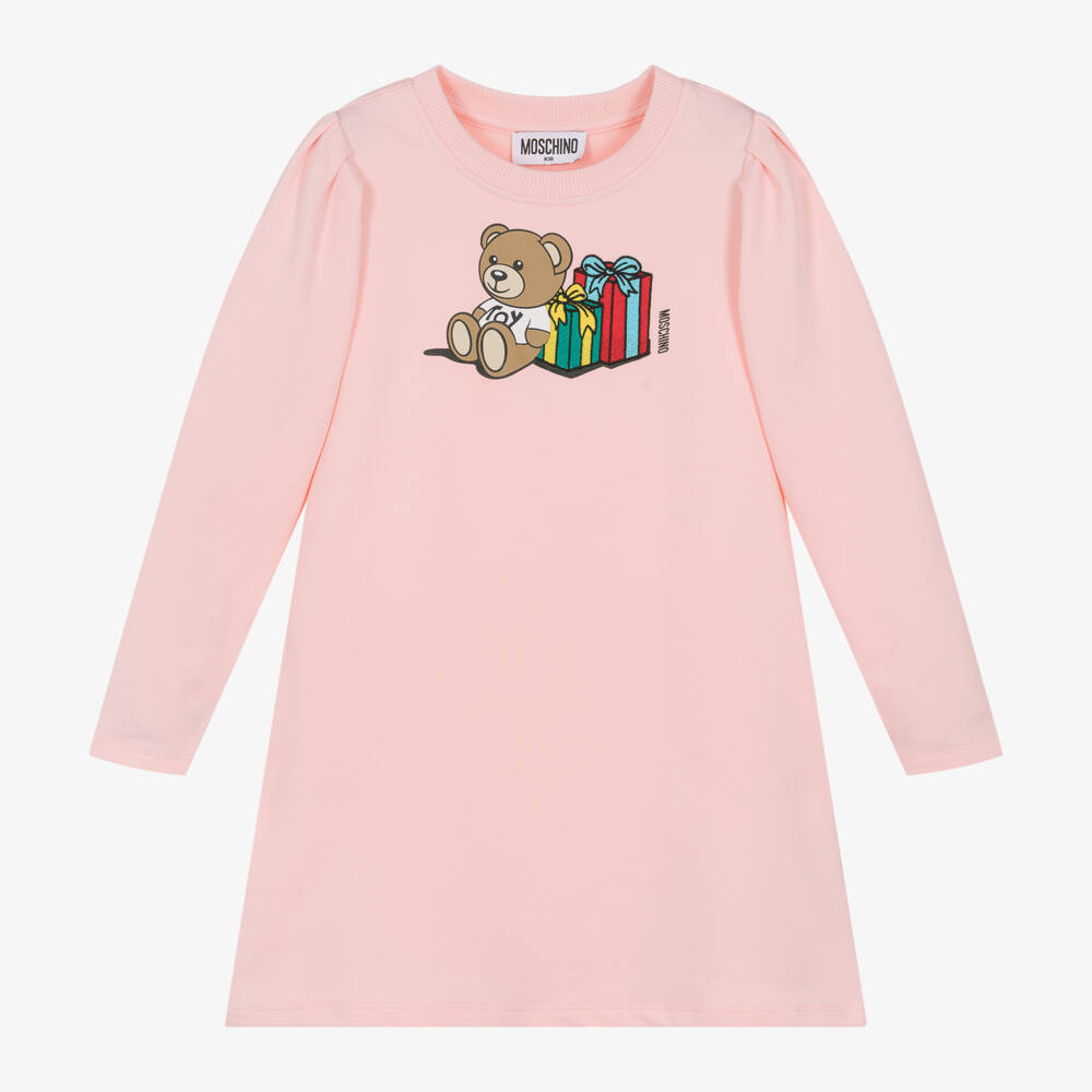 Moschino Kid-Teen-Girls Pink Cotton Bear Dress | Childrensalon Outlet