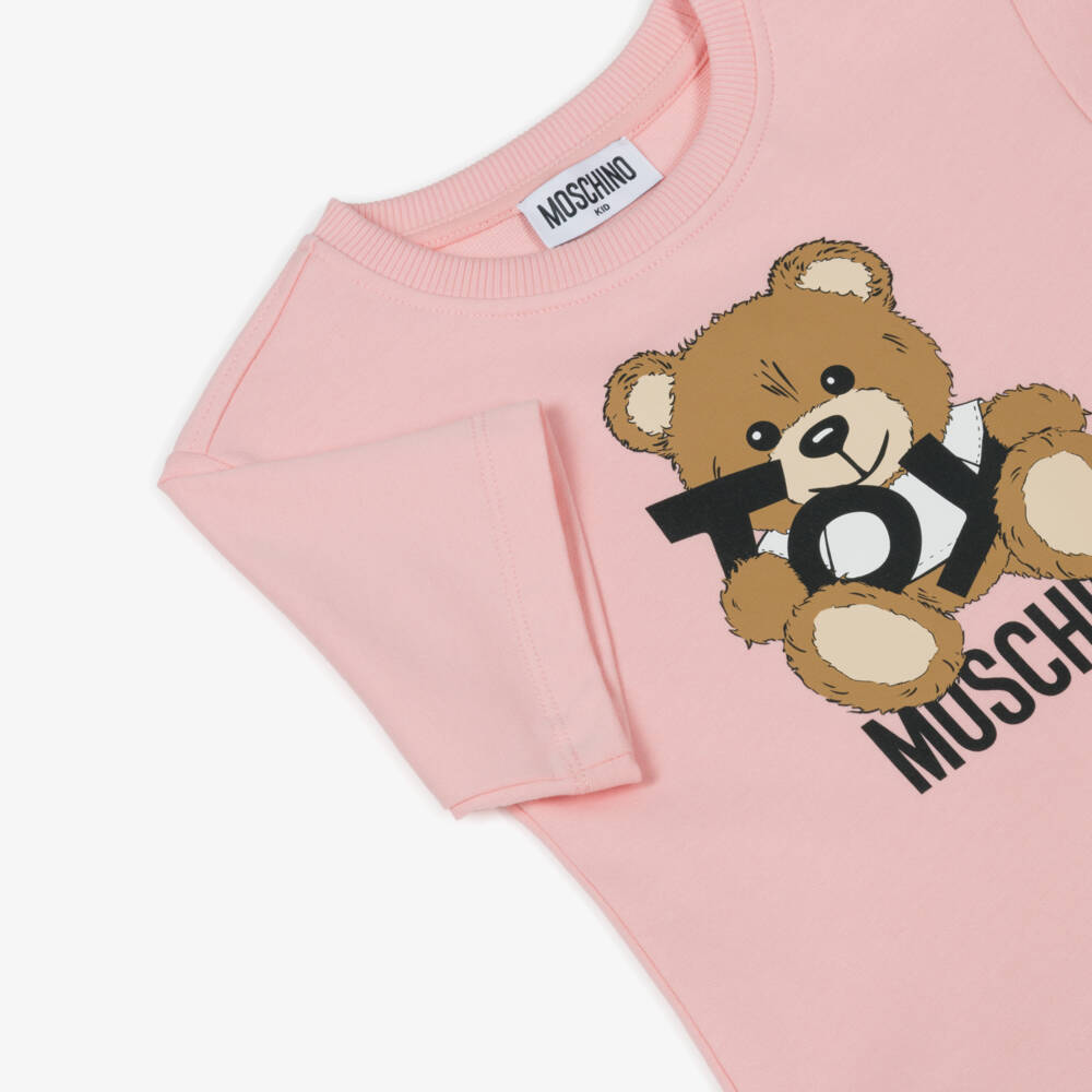 Moschino-Girls Pink Cotton Bear Dress | Childrensalon Outlet