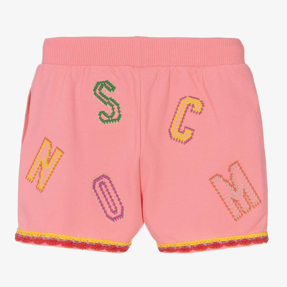 Moschino Kid-Teen-شورت قطن جيرسي مطرز لون زهري للبنات | Childrensalon Outlet