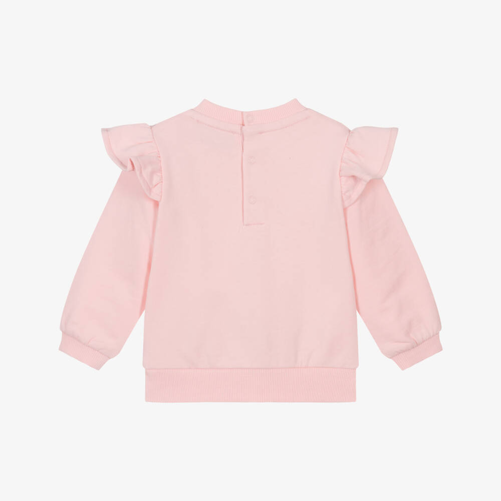 Moschino-Girls Pink Cotton Floral Teddy Bear Sweatshirt | Childrensalon Outlet