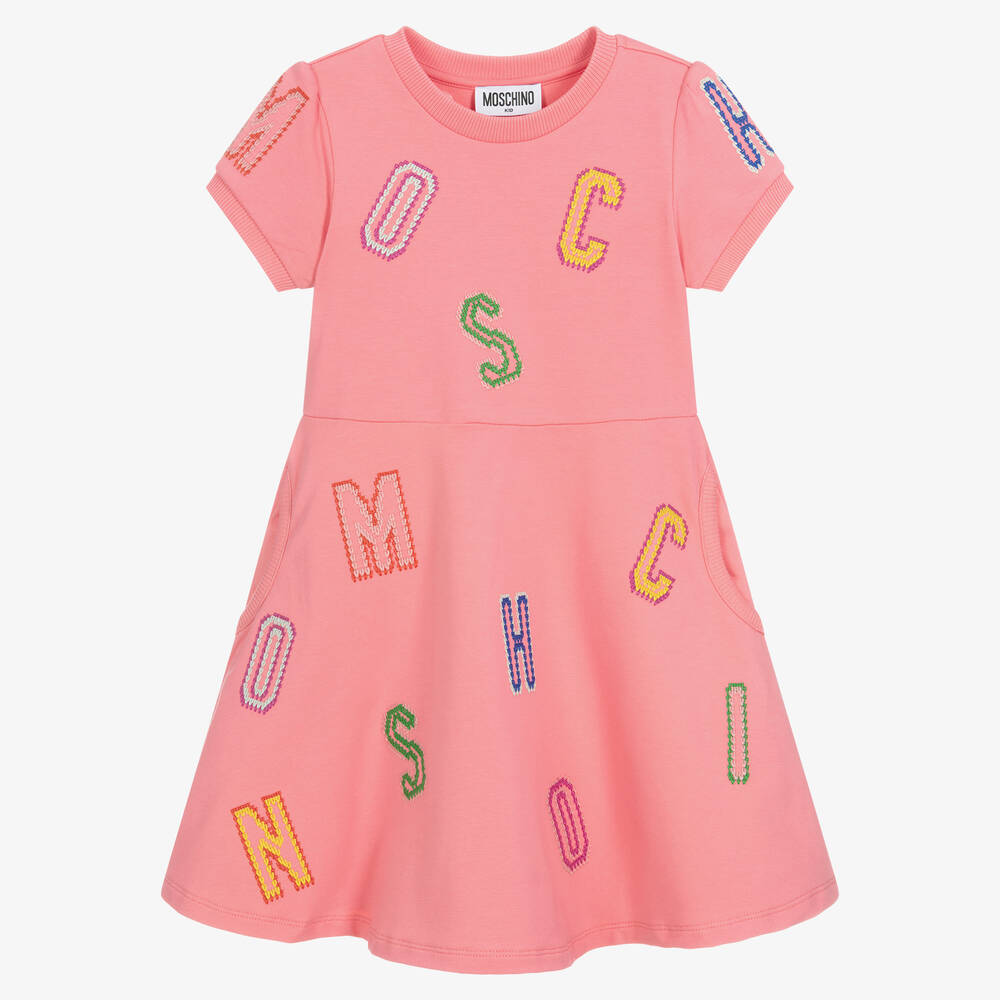 Moschino Kid-Teen - Розовое платье из хлопкового джерси | Childrensalon