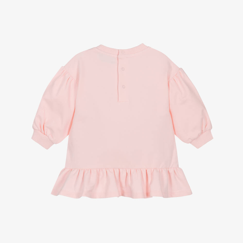 Moschino-فستان بناتي وردي من قماش الجيرسي بتصميم دمية | Childrensalon Outlet