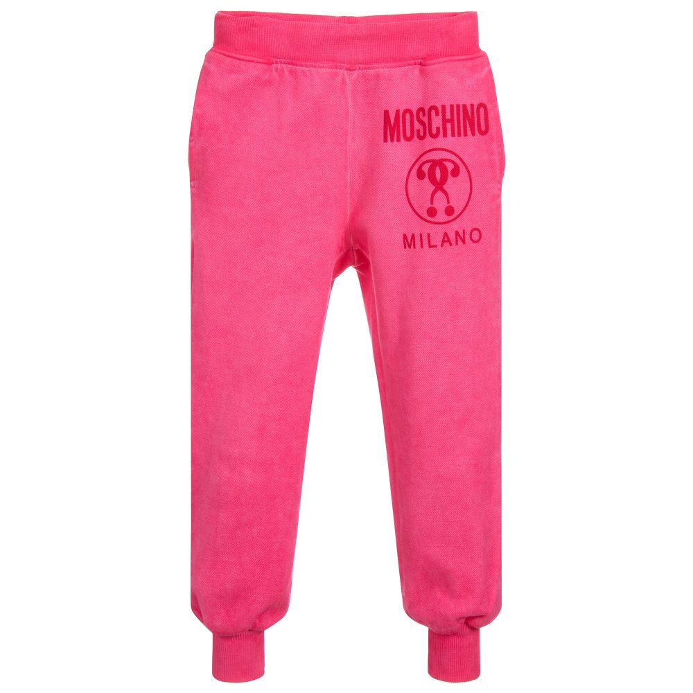 Moschino Kid-Teen - Girls Pink Cotton Joggers | Childrensalon