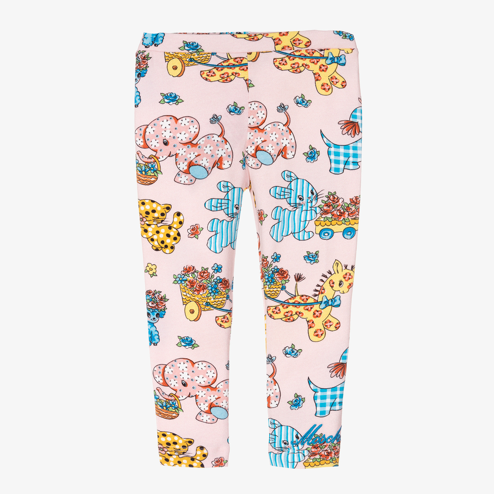 Moschino Baby - Girls Pink Cotton Leggings | Childrensalon