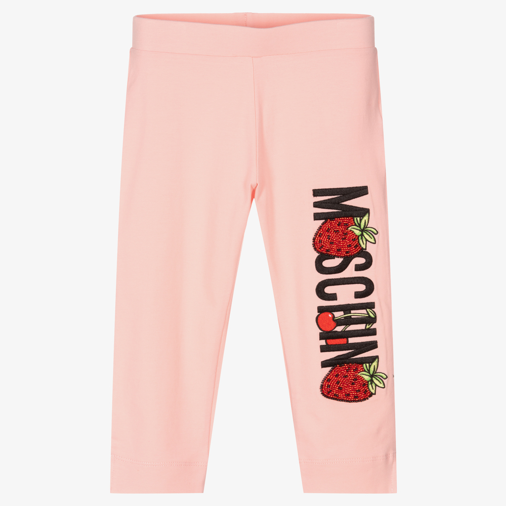 Moschino Kid-Teen-Girls Pink Cotton Leggings | Childrensalon Outlet