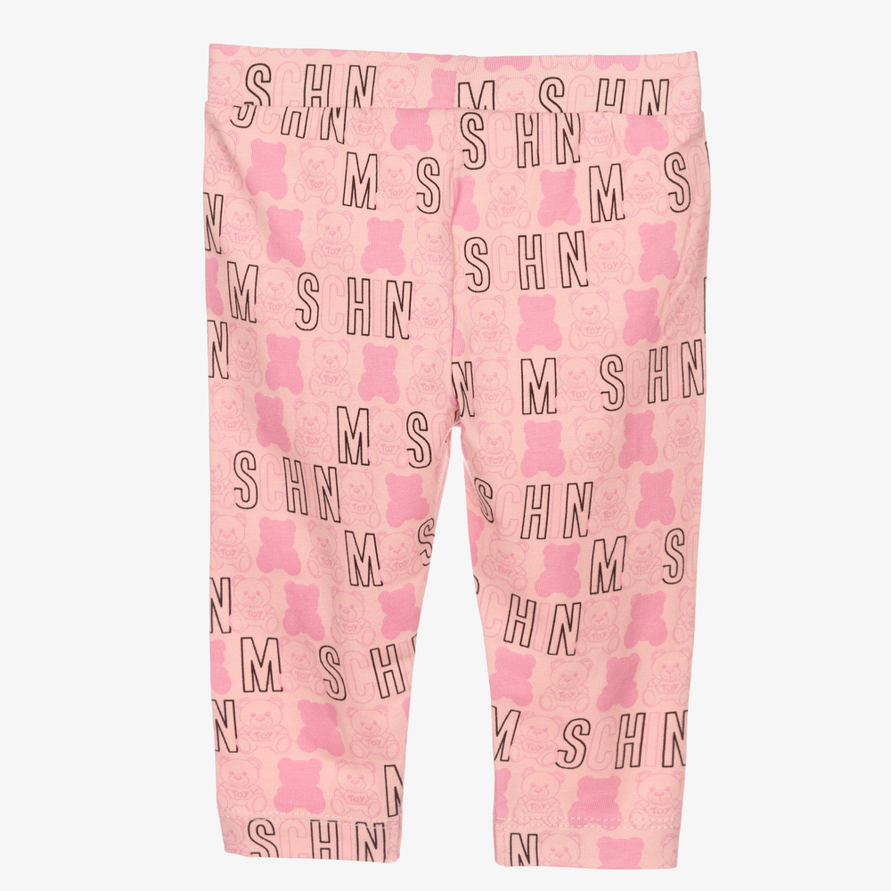 Moschino Baby-Girls Pink Cotton Leggings | Childrensalon Outlet