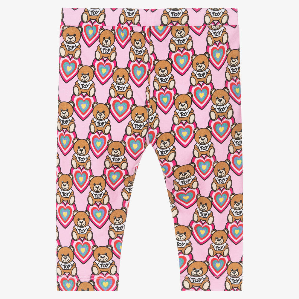 Moschino Baby-Girls Pink Cotton Leggings | Childrensalon Outlet