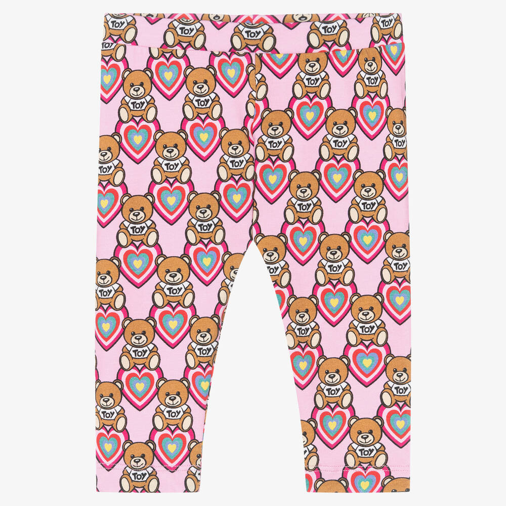 Moschino Baby - Girls Pink Cotton Leggings | Childrensalon
