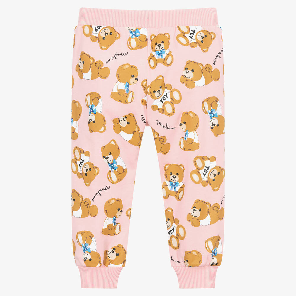 Moschino Baby-Girls Pink Cotton Logo Joggers | Childrensalon Outlet