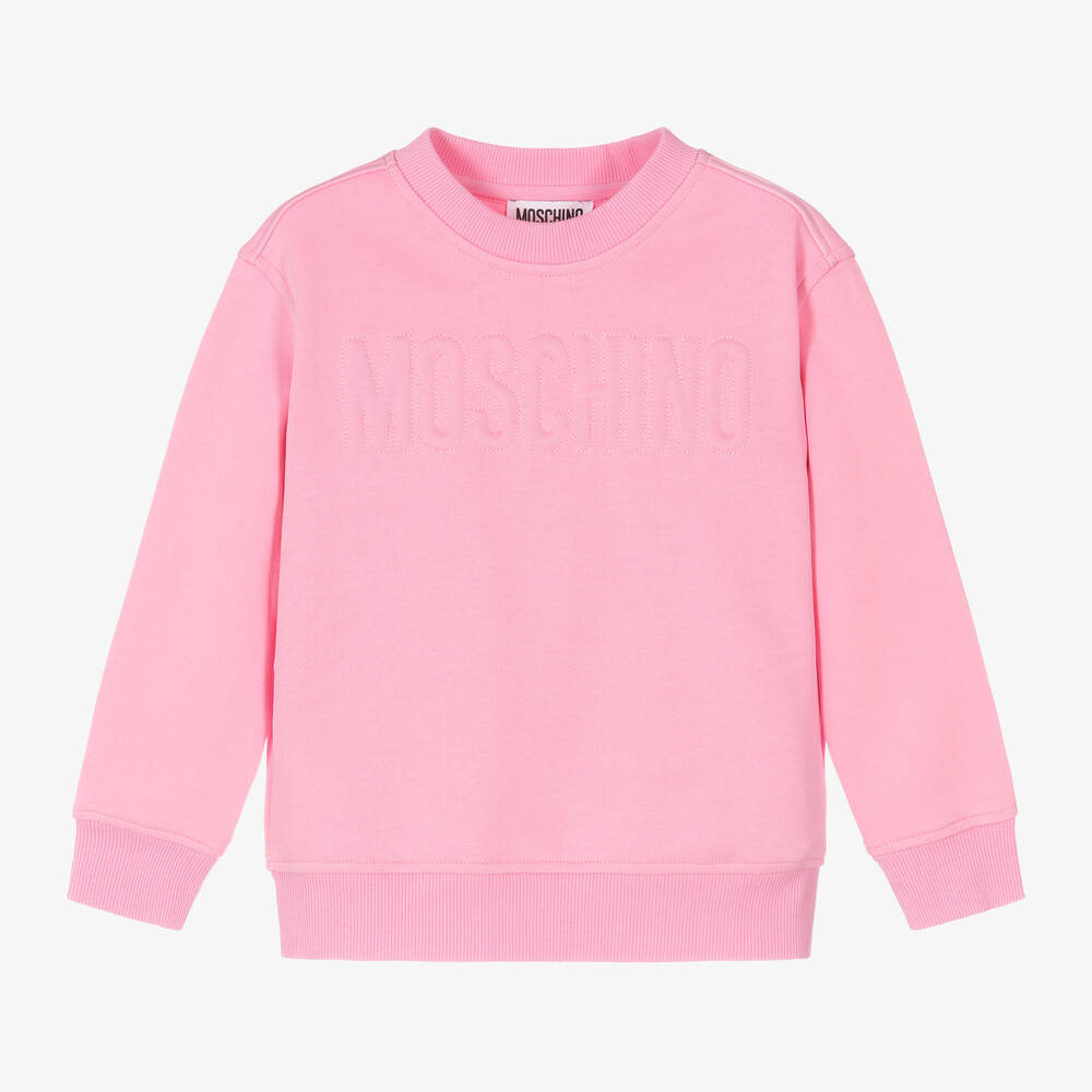 Moschino Kid-Teen - Girls Pink Cotton Logo Sweatshirt | Childrensalon
