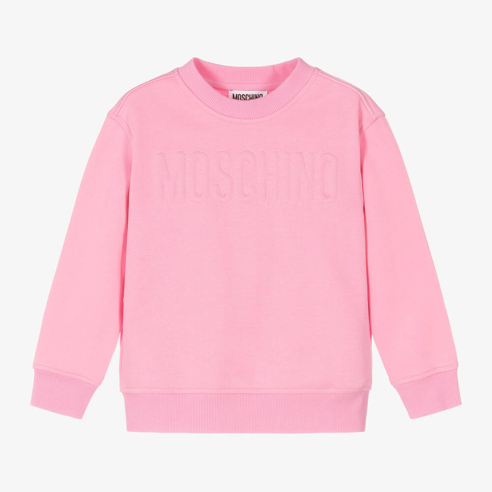 Girls Pink Cotton Logo Sweatshirt