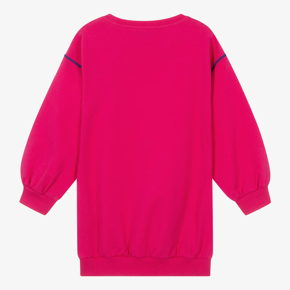 Moschino Girls Pink Cotton Logo Sweatshirt Dress Childrensalon Outlet