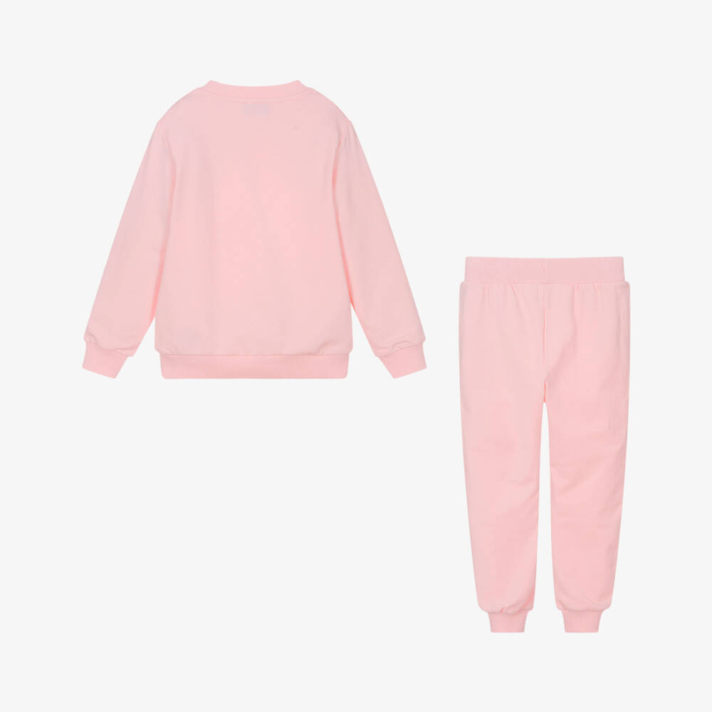 Moschino-بدلة رياضية قطنية وردية للبنات بشعار | Childrensalon Outlet